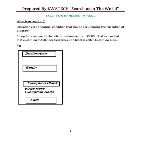 7.1 Handling Exceptions, PDF, Pl/Sql