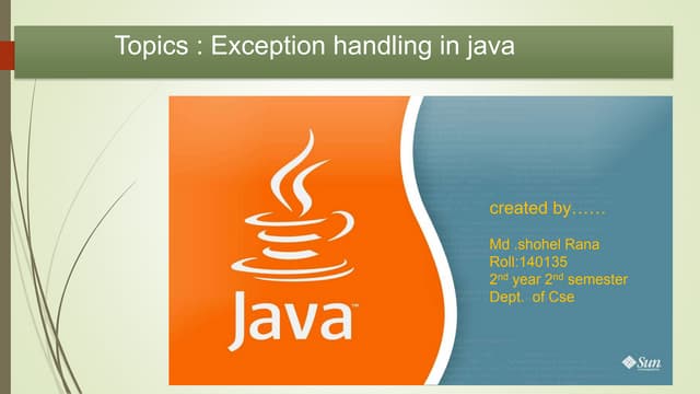 Exception handling in java | PPT