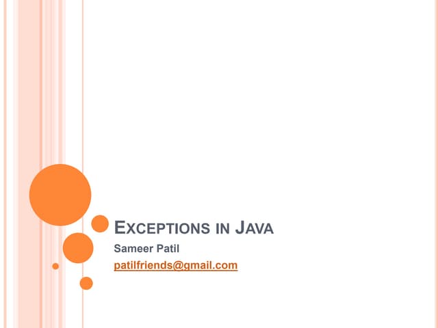 Exceptions in java