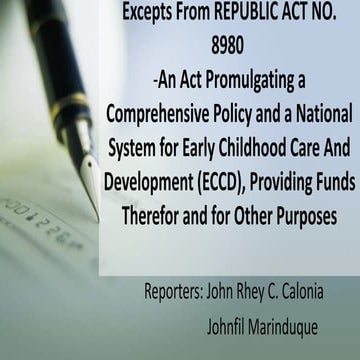 Excepts from Republic Act no 8980