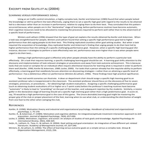 Excerpt From  Seijts Et Al 2004