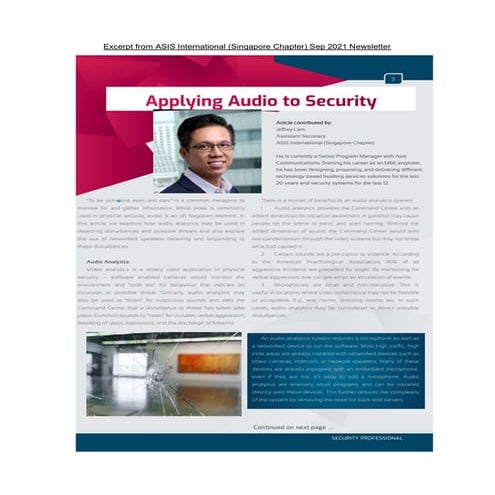 Applying Audio to Security (Sep 2021)