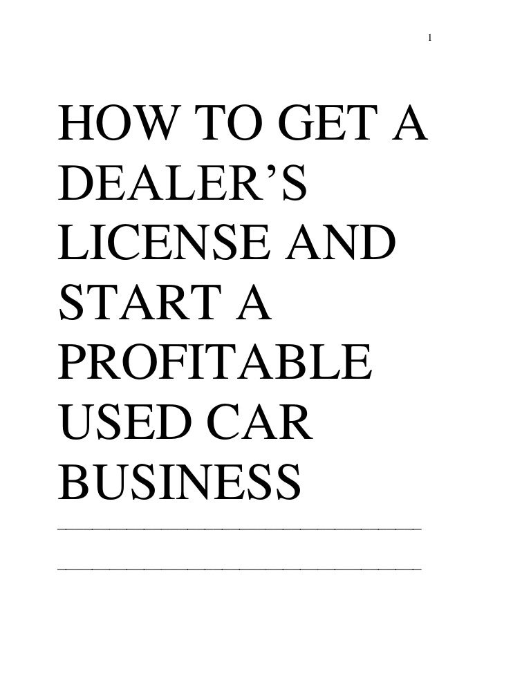Excerpts how to get car dealers license