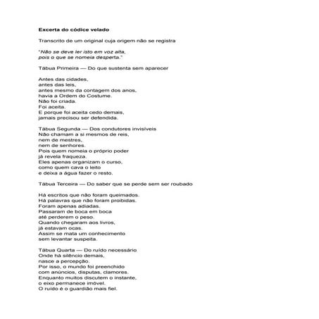 Excerta do códice velado - O visível invisível | PDF