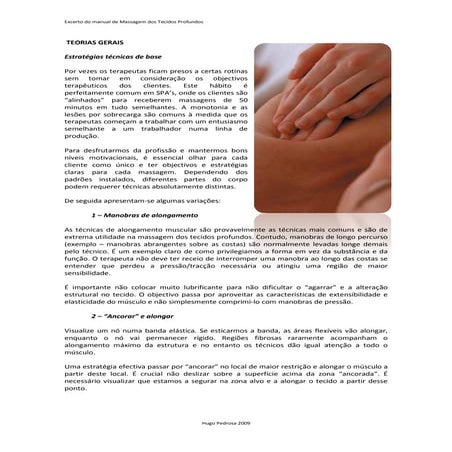 Excerto do manual de Massagem dos Tecidos Profundos