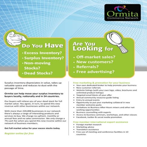 Ormita Excess Inventory : Ormita Commerce Network
