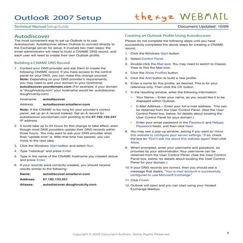 Exchange outlook2007setup