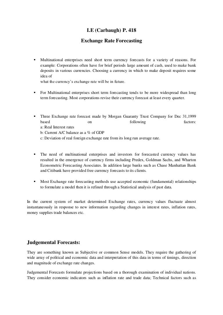 Exchange Rate Forecating - 