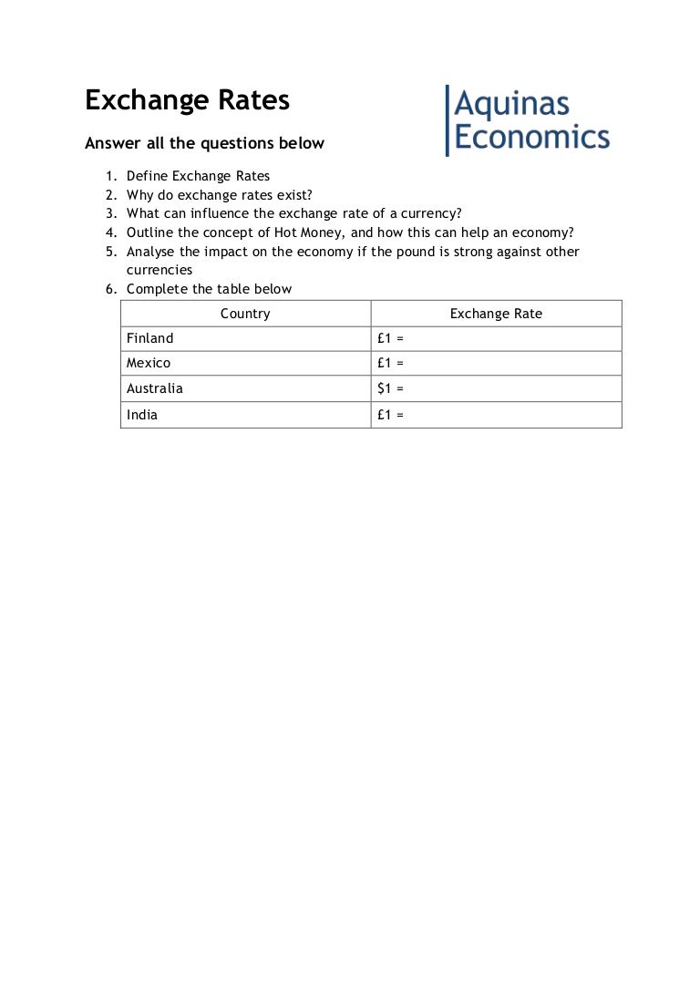 Exchange Rate Questions