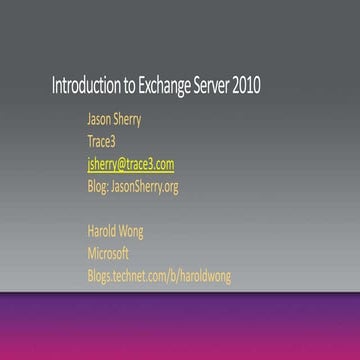Exchange Server 2010 Overview - Denver Presentation
