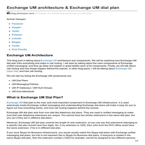 Exchange UM architecture exchange UM dial plan