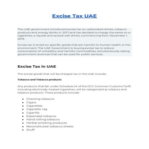 Excise tax uae | DOCX