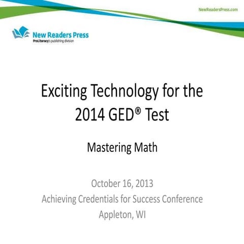 Exciting Technology for 2014 GED Test Prep: Mastering Math