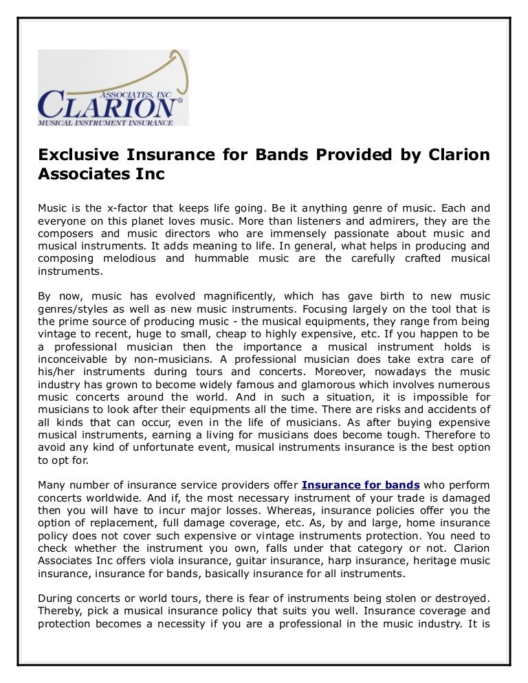 Clarion Instrument Insurance Clarion Offers Musical
