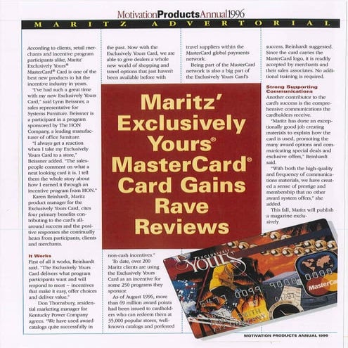 Exclusively Yours Card Gains Rave Reviews - Motivation Products Annual ...