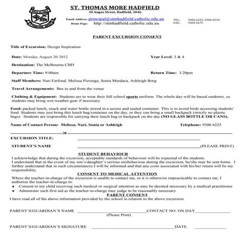 Excursion consent to the city