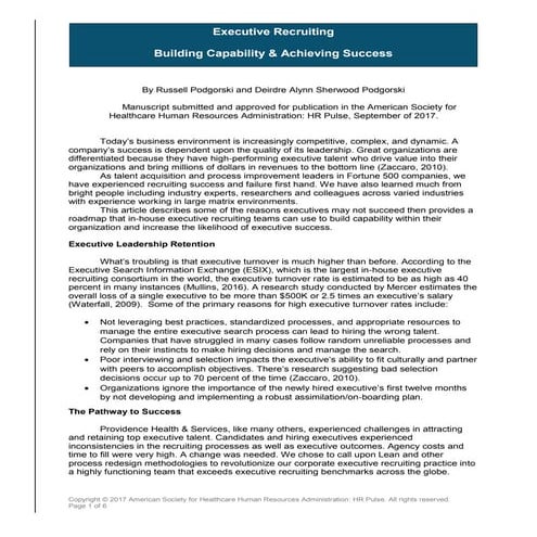 Executive Recruiting: Building Capability & Achieving Success