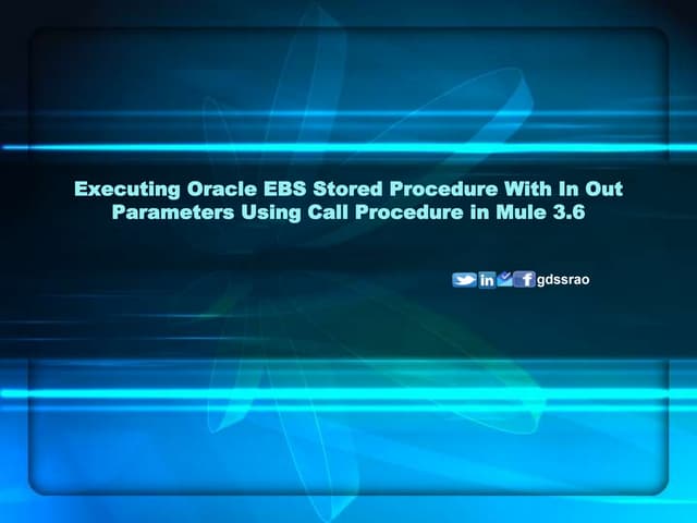  Stored Procedure With In Out Parameters in Mule 3.6