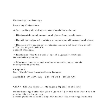 Executing the StrategyLearning ObjectivesAfter reading.docx