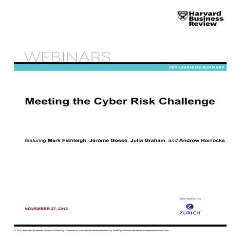 Executive Summary on the Cyber Risk Webinar