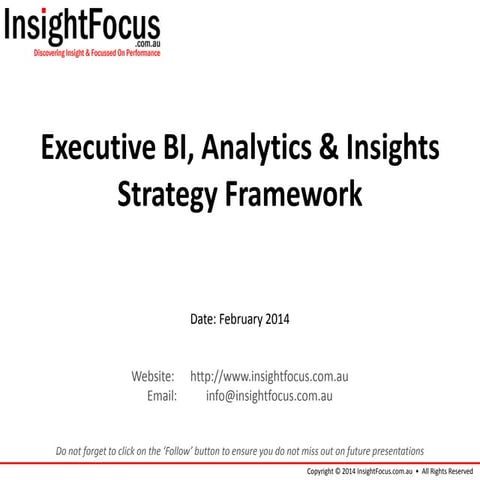 Executive BI, Analytics, Modeling and Insights Strategy Framework Practices