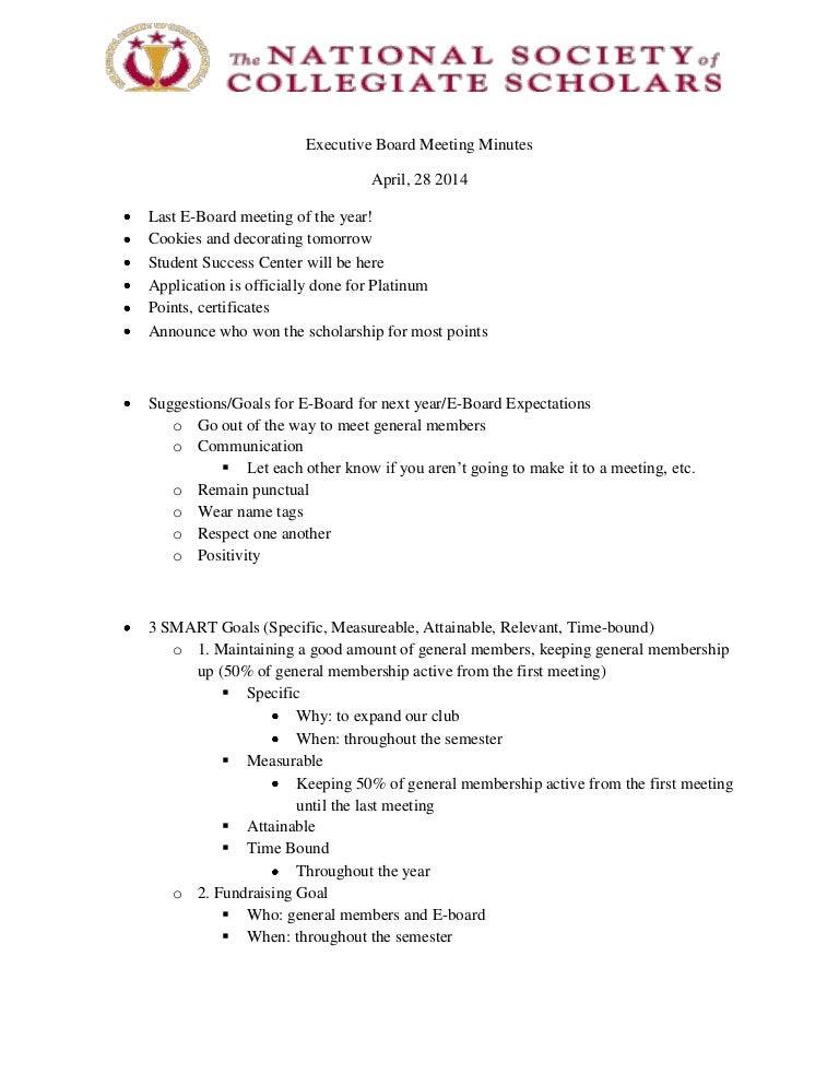 executive board meeting minutes 4 28 14