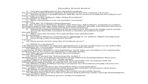 Executive branch worksheet | PDF