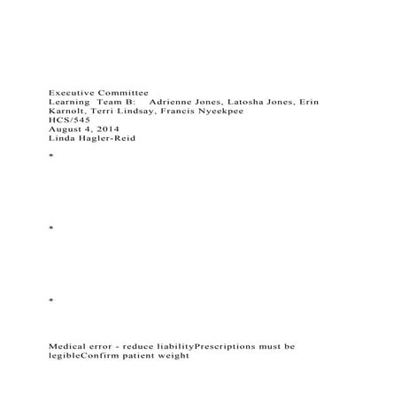 Executive CommitteeLearning  Team B    Adrienne Jones, .docx