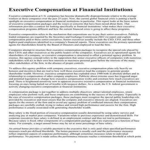 Executive Compensation at Financial Institutions