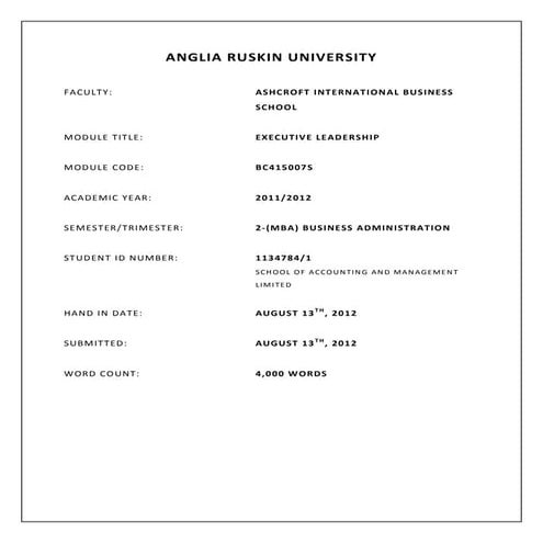 Executive leadership  2012