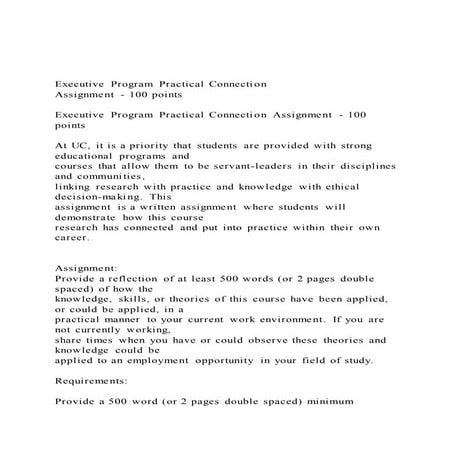 Executive Program Practical Connection Assignment - 100 poin