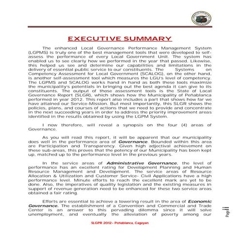 Local Governance performance management system of Peñablanca