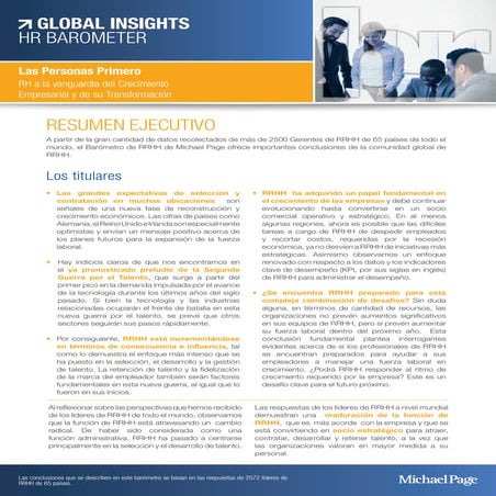 Barómetro mundial de Recursos Humanos - Infografía | PDF