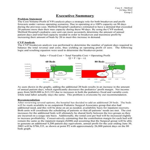 Executive Summary  Case 4 Melford