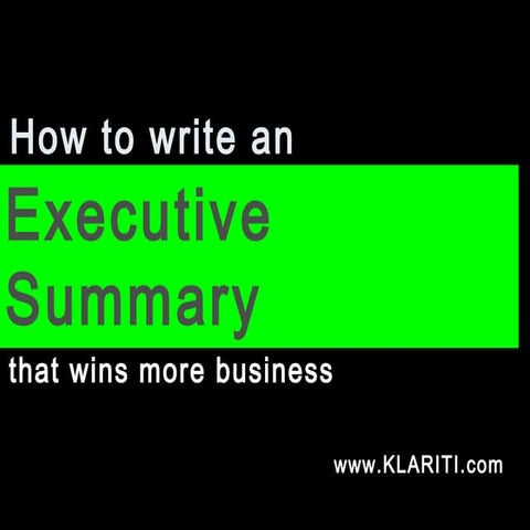 Executive Summary: how to write