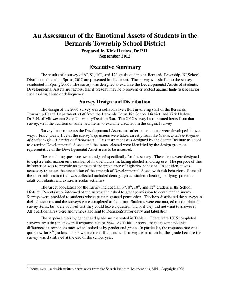 Executive summary benchmark assessment essay picture