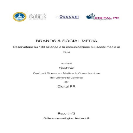 Osservatorio Brands & Social Media - Automobili - executive summary