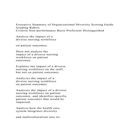 Executive Summary of Organizational Diversity Scoring Guide Gr.docx