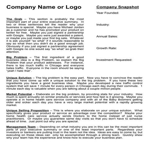 Executive summary template