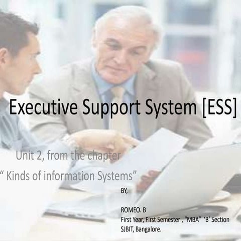 Executive support system [ess] itm project, by romeo mba first sem