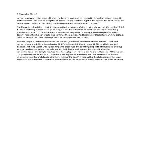 2 chronicles 27 commentary | PDF