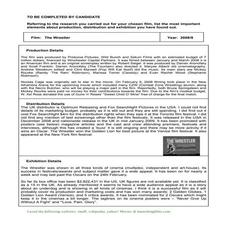 Exemplar industry form