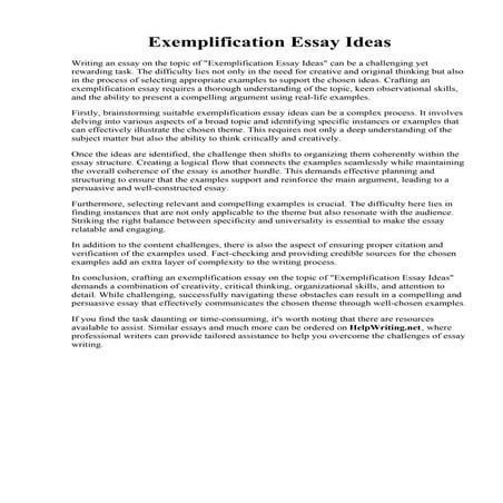 Exemplification Essay Ideas