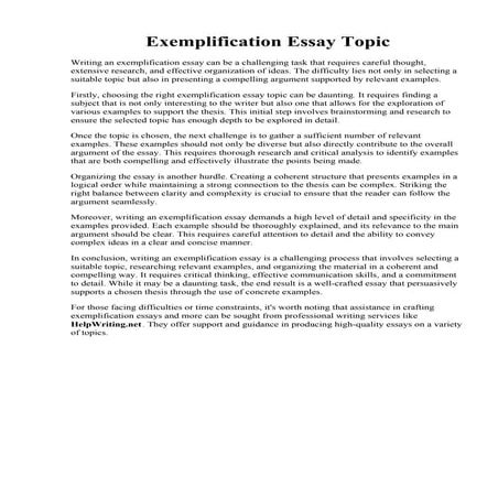 Exemplification Essay Topic | PDF