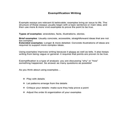 Exemplification Writing Hand Out