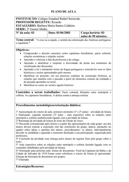 Exemplo. plano de aula