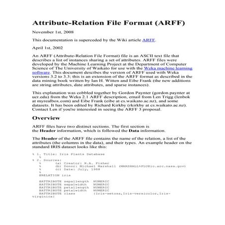 Exemplo arquivo arff | DOCX