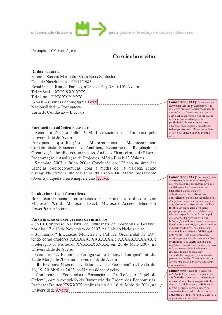 Exemplo Cv Cronologico