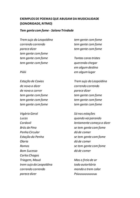 Exemplos de poemas