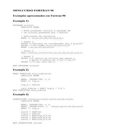 FORTRAN 90 - Exemplosf90 | PDF